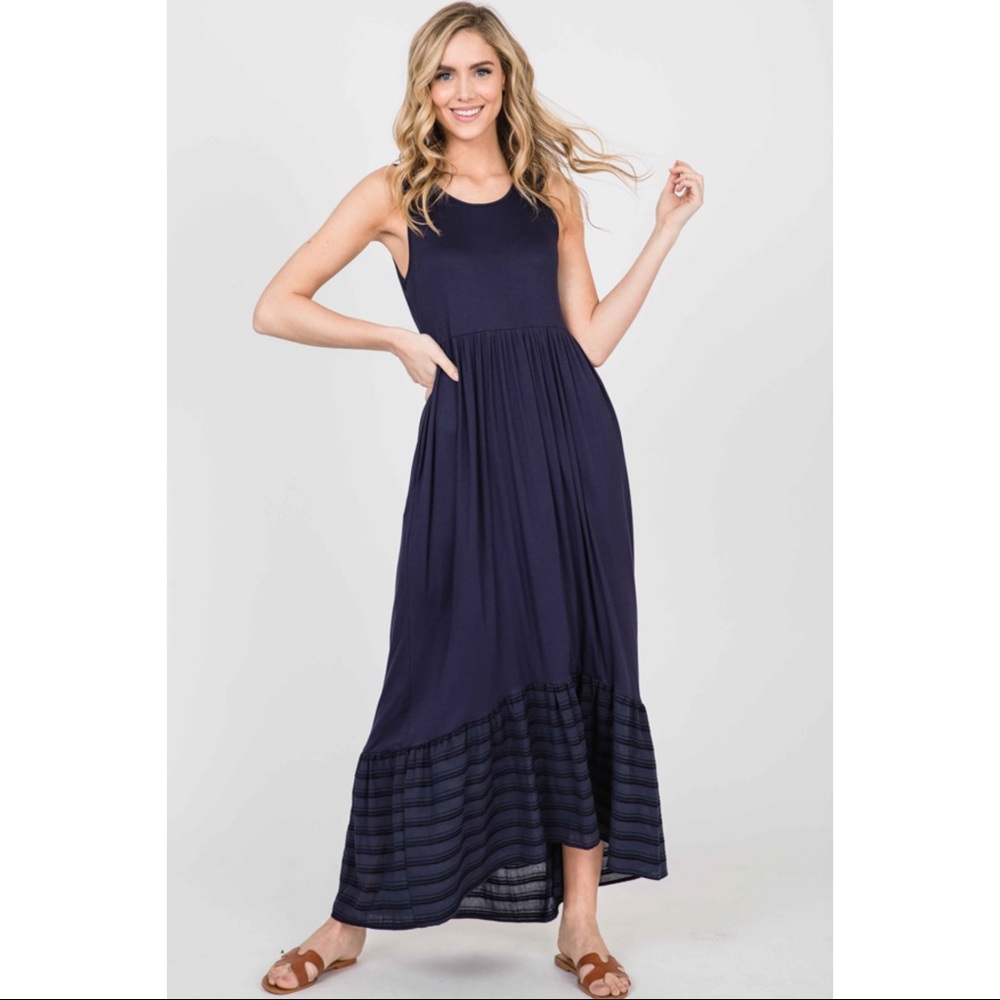 NAVY MAXI DRESS - Picture 2 of 6